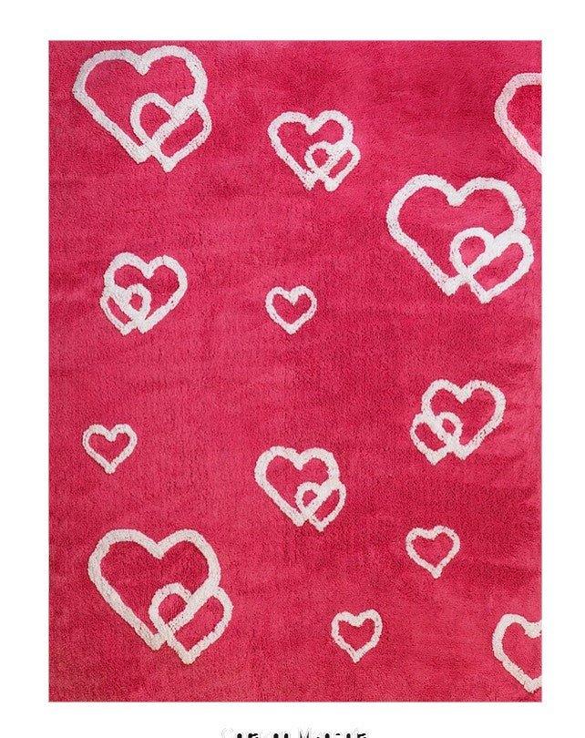 Alfombra Infantil Algodón Corazones Fresa - Nanetes #